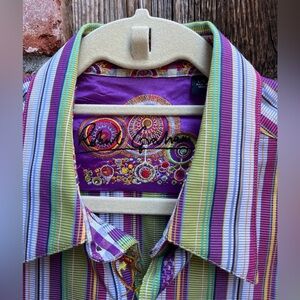 Robert Graham Multicolor Striped Men's Shirt Sz L